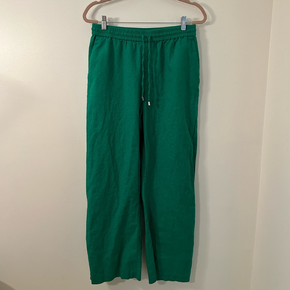 Zara Green Linen Effect Pants